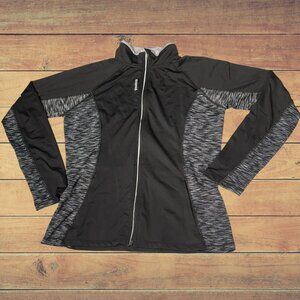 Reebok Black & Gray Full Zip Athletic Jacket w/ Thumb holes Women's Size L
